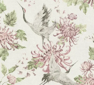 Produktbild von A.S. Création Vogeltapete Asian Fusion asiatische Tapete Vliestapete rosa grün weiß 10,05 m x 0,53 m