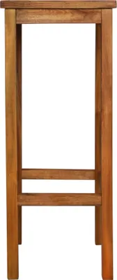 A wooden bar stool shown from the front against a white background.