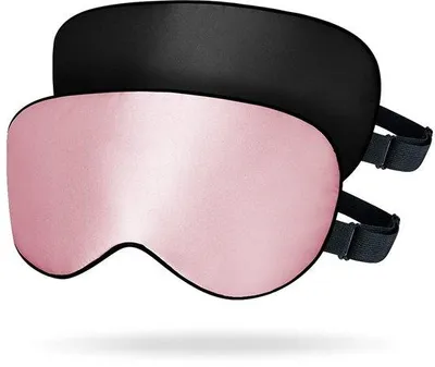 Produktbild von Verstellbare Seiden-Schlafmaske, 100% Seide, Rosa und Schwarz, Unisex