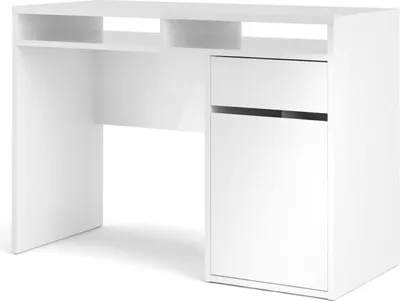 Produktbild von Fula Schreibtisch 2 Räume, 1 Schublade und 1 Tür weiss hochglanz.