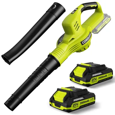 Produktbild von Akku-Laubbläser 21V mit 2× 2.0Ah Akkus & Schnellladegerät, 2 Geschwindigkeitsstufen, leicht & kabellos – ideal für Garten, Terrasse & Auto