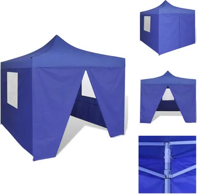 Image de vidaXL Tente pliante 4 parois 3 x 3 m Bleu - Pavillons & Tentes de réception