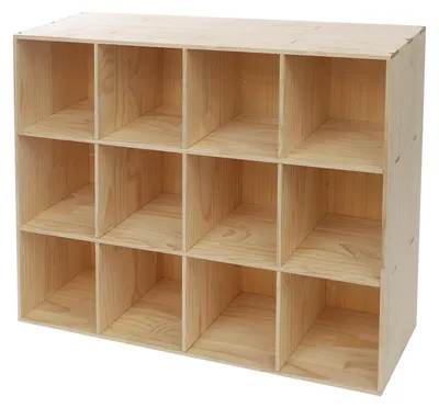 Image de Étagère cubique en bois massif, dimensions 120x30x90 cm, avec 12 compartiments