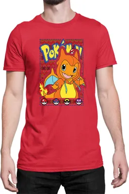Zdjęcie produktu dla Męska Koszulka Japan Manga Anime Comics Pokemon 021, Man L / Czerwony