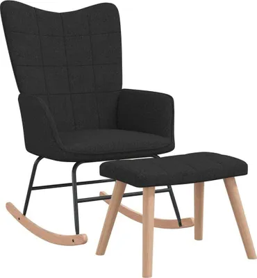 Obrázek produktu pro Houpací křeslo se stoličkou černé textil