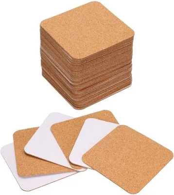 Image de Plaques de liège rectangulaires autocollantes 90 x 90 x 1,5 mm pour les projets de bricolage, aux angles arrondis