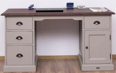 Produktbild von Casa Padrino Landhausstil Schreibtisch mit 4 Schubladen und Tür Antik Grau / Dunkelbraun 152 x 70 x H. 78 cm - Landhausstil Büromöbel
