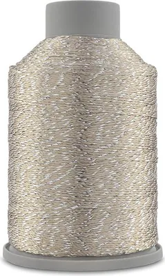 Produktbild von YarnArt Camellia New 418 Beige+Silber, 91% Polyester, für glänzende Accessoires & Deko, 450m/50g