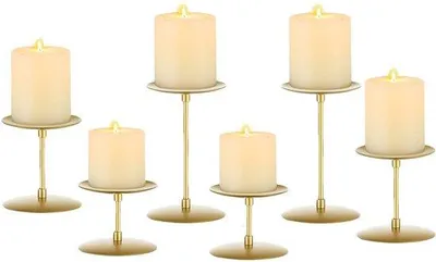 Produktbild von Famanu Kerzenhalter für Säulenkerzen - Set von 6 - modernes Zuhause-Dekor für Hochzeiten, Feiern, Weihnachten