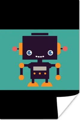 Produktbild von MuchoWow® Poster Roboter - Gesicht - Antenne - Blau - Jungen 120x90 cm - Wandbild