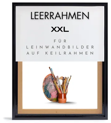 Produktbild von Monframe Schattenfugenrahmen XXL 80x120 cm - Schwarz Glanz - Leerrahmen mit Tiefeneffekt aus MDF Holz in zerlegter Form - für Leinwandbilder auf Keilrahmen
