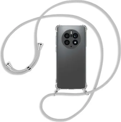 Produktbild von Handykette Backcover-Schutzhülle mit Band (Metall silberfarben) für Huawei Mate 50 Pro (DCO-AL00,LX9) - silbergrau