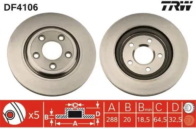 Produktbild von TRW Bremsscheiben (2 Stück) Hinterachse DF4106
