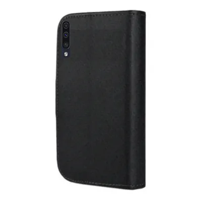 A black flip case for a smartphone is shown against a white background.