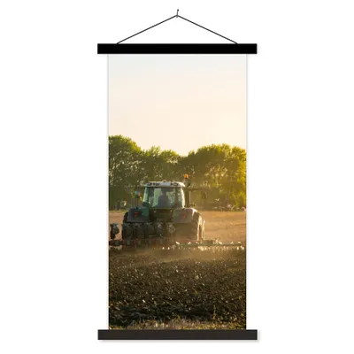 Produktbild von MuchoWow® Textilposter Traktor - Vogel - Land 40x80 cm mit schwarzem Rahmen - Wandemalerei