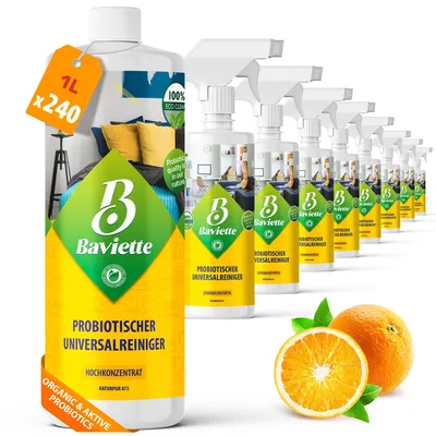 Obrázek produktu pro Baviette univerzální čisticí koncentrát 1 litr – výnosný univerzální čisticí prostředek s mikroorganismy pro domácnosti s dětmi a domácími mazlíčky, auto