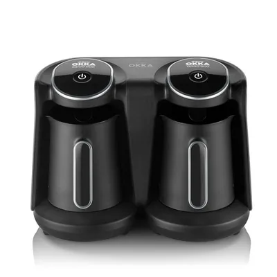 Produktbild von Arzum OKKA Minio 880W Duo Türkische Kaffeemaschine, 1-8 Tassen Fassungsvermögen, waschbare Kaffeekanne schwarz/silber