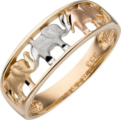 Produktbild von Gr. 54 Damen Ring Elefanten 333 Gold Gelbgold tricolor