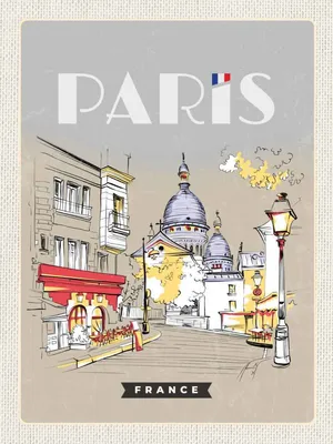 Produktbild von vianmo Holzschild 40x30 cm Paris Frankreich Gemälde Stadt Straße