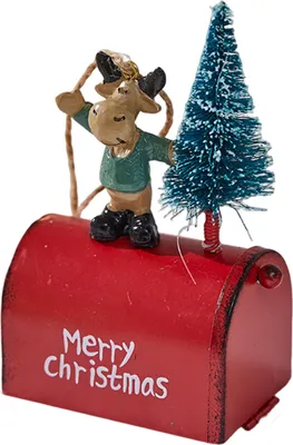 Produktbild von Weihnachtsbriefkasten-Ornament, Metallbriefkasten, hängende Dekoration mit 3D-Schneemann, Weihnachtsmann, Elch, Baumfigur, Eisenkunst, Briefkasten für Baum, Heimdekoration