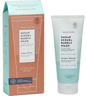 Immagine prodotto di Scrub allo zucchero + Bubble Wash scrub allo zucchero per corpo e cuoio capelluto Clean Ocean 210g