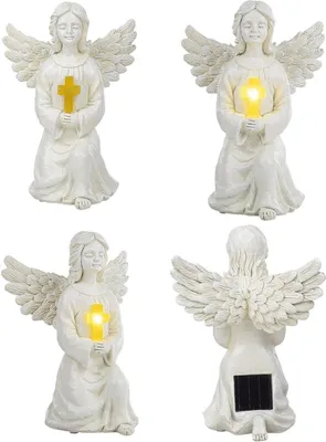 Produktbild von Friedhof Figur H22cm Engel Solar LED Grab Licht Grabschmuck Engelsfigur Deko