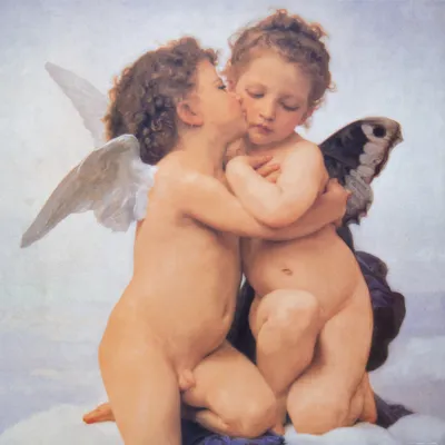 Obrázek produktu pro William-Adolphe Bouguereau umělecký tisk obrazu - První polibek, 1882 (70 x 70 cm)