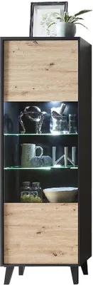Produktbild von Vitrine Artona - Artisan Eiche / Schwarz mit LED-Beleuchtung