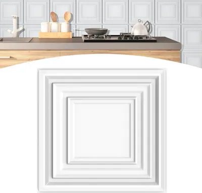 Produktbild von UISEBRT 12 kusov 3D nástenných panelov 50 x 50 cm - PVC dekoračné obklady stien Dekorácie do obývačky, spálne a kancelárie, vzor E - Biela