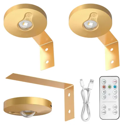 Produktbild von LED Bilderleuchte Gold Kabellos Katzenaugen-Effekt 3er-Pack 7,0 cm