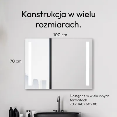 Zdjęcie produktu dla Lustro łazienkowe z oświetleniem TALOS Light - lustro łazienkowe 80 x 60 cm - z podświetlanymi wycięciami - kolor światła neutralny biały