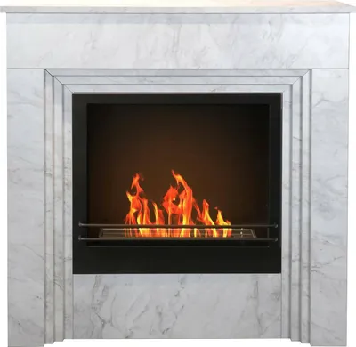 Image de Kinsasa - Cheminée à Bioéthanol, 96x35x96h cm Blanc, Capacité 1,8 lt