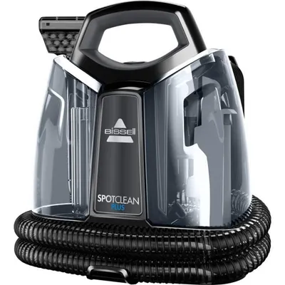 A BISSELL SpotClean Plus carpet cleaner is shown against a white background.