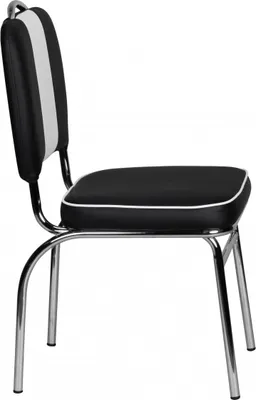 Zdjęcie produktu dla FineBuy Krzesło do jadalni American Diner, czarne, styl retro z lat 50., z oparciem, wysokość siedziska 47 cm