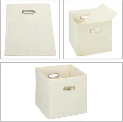 Obrázek produktu pro Látkové úložné boxy, 30 x 30 x 30 cm, 4 ks, skládací, krémová barva