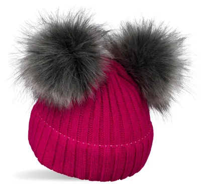 Produktbild von styleBREAKER Kinder Strick Bommelmütze mit 2 Kunstfellbommel und Fleece Futter, Winter Mütze, Strickmütze, 2-5 Jahre 04024203
