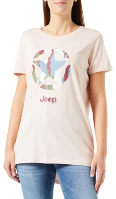 Obrázok produktu pre JEEP O102927-P558 Dámske oversized tričko - potlač s motívom hviezdy, kôry stromu a kamufláže