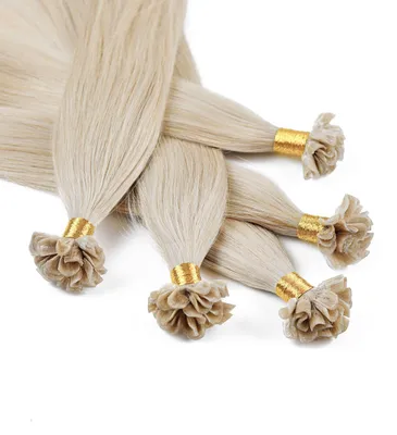 Produktbild von hair2heart Extensions Echthaar Bondings glatt - 25 Strähnen 1g 50cm 10/1 hell-lichtblond asch