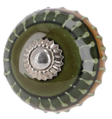 Produktbild von 12`er Set Keramik Möbelknopf, Möbelknauf Möbelgriff, Schranktürknöpfe, Möbelknöpfe, Schubladengriff - Modell 46, Grün, 3,5*3,5*7,5 cm, Möbelknöpfe