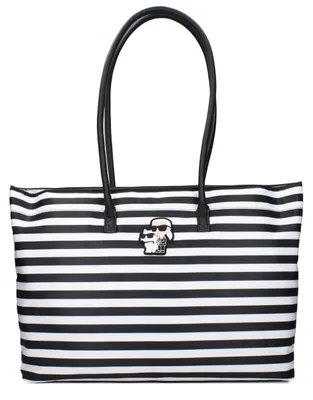 Image de Karl Lagerfeld cabas Ikonik rayé noir et blanc, Choupette