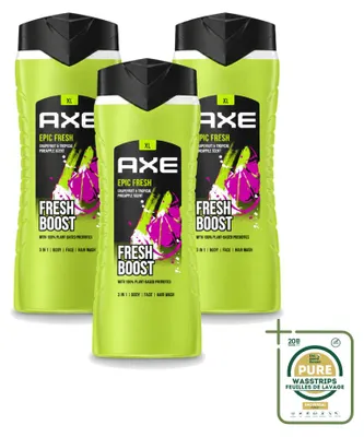 Obrázek produktu pro 3 kusy sprchového gelu AXE Epic Fresh Fresh Boost 3 v 1 - 400 ml - balení