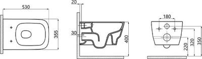 Produktbild von Taharet Dusch Wc Wand Wc + Intergrierte Armatur Kalt + Soft Close Wc Sitz Set