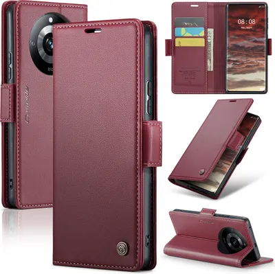 Produktbild von Realme 11 Pro Hülle, Leder Brieftasche Kartenfach Schutzhülle mit Standfunktion für Realme 11 Pro/ Realme 11 Pro+ Rot