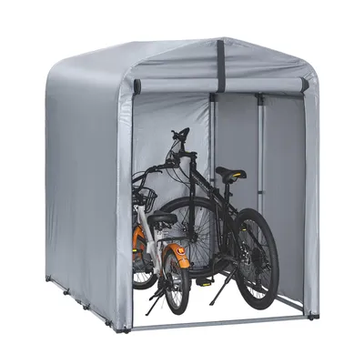 Produktbild von SoBuy KLS11-K Fahrradgarage wetterfest Geräteschuppen Fahrradgarage für 1-2 Fahrräder Carport Zelt mit UV-Schutz Fahrradschuppen Silber 120x163x176cm