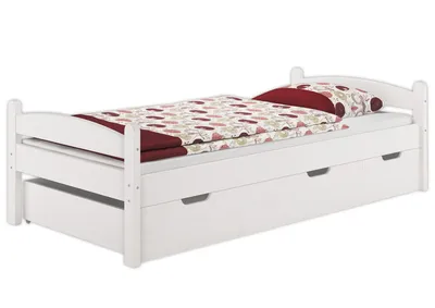Produktbild von Stabiles Bett Kiefer massiv weiß 90x200 Einzelbett Bettrahmen Futonbett Zubehör wählbar V-60.32-09Wohne Zubehör