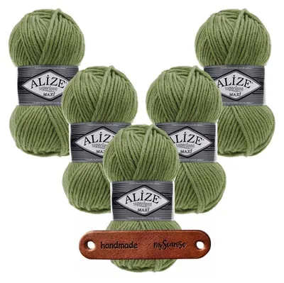Produktbild von 5 x ALIZE Superlana Maxi 620 olive mit Label