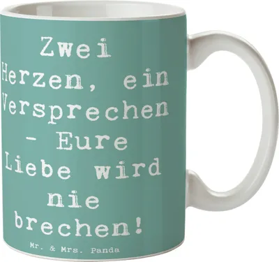 Produktbild von Mr. & Mrs. Panda Trinkbecher Spruch Standesamtliche Trauung Versprechen - Meeresbrise - Geschenk, Hochzeitstag, Geschenke, Teetasse, Tasse, Kaffeetasse, Kaffeebecher