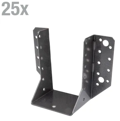 Obrázek produktu pro Alberts 822798 DURAVIS® patka na trámy, typ A, s dvojitou povrchovou úpravou Black Diamond, vnitřní šířka 80 mm, výška 120 mm, sada 25 kusů