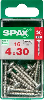Produktbild von SPAX 4231010400301, Schraube, Stahl, Zink, Holz, Flachkopfschraube, Pozidriv, Silber