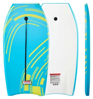 Produktbild von Bodyboard - Boogie-Board 105,5 x 52 cm - EPS-Kern - IXPE-Deck & HDPE-Unterseite - Mit Handgelenk-Leine - UV-beständig - Für Anfänger & Fortgeschrittene - Tragkraft bis 82 kg